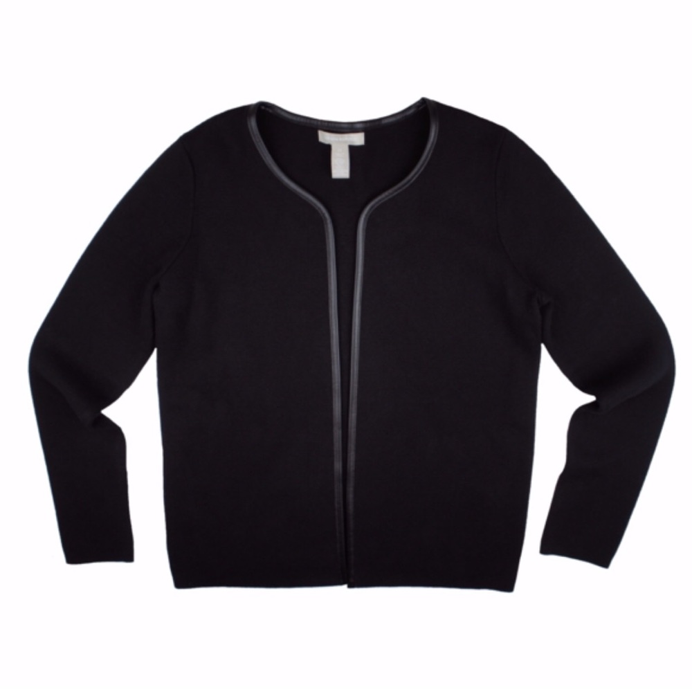 BANANA REPUBLIC 🍌 leather trim black cardigan